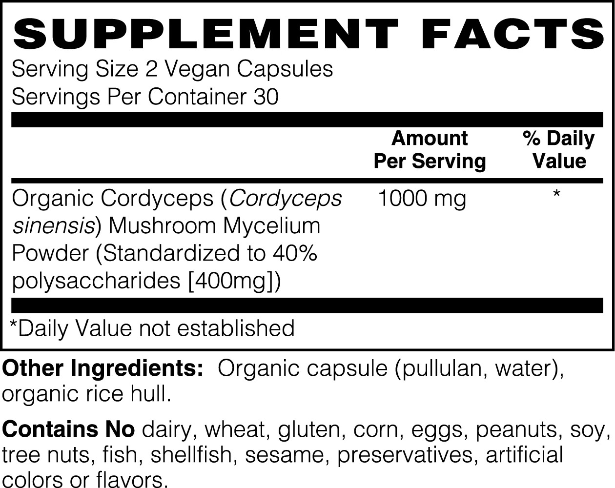 Cordyceps Capsules e tlatsetsa 'nete